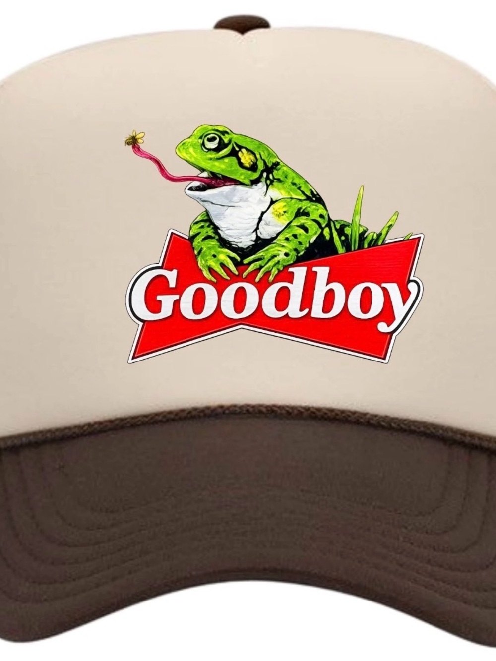 Good Boy Frog Foam Trucker Mesh Snapback Printed Brown